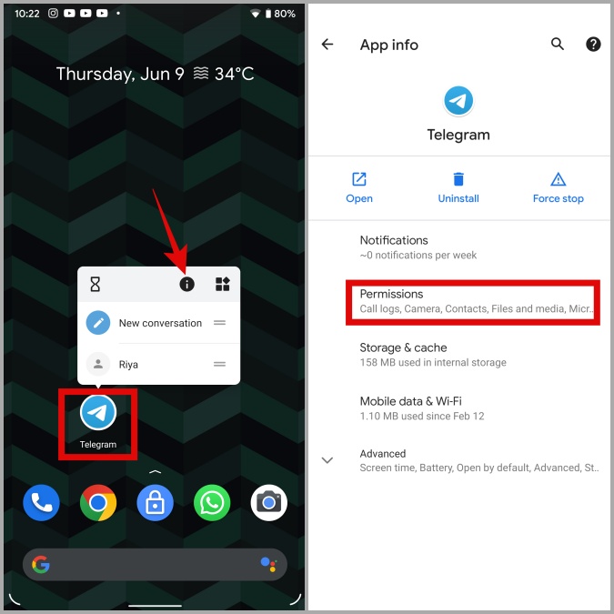 Android 上的 Telegram 应用程序权限